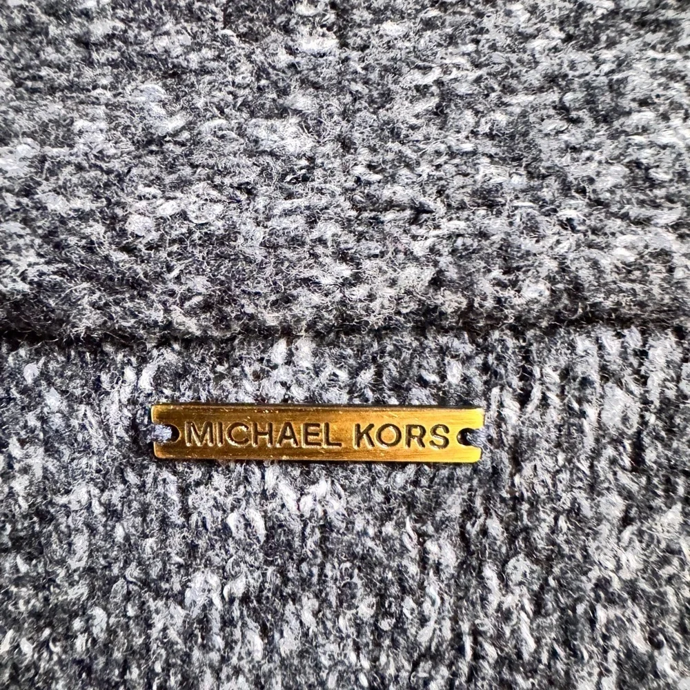 Michael Kors Wool Blend Open Front Cardigan Sweater Gray Longline XS
